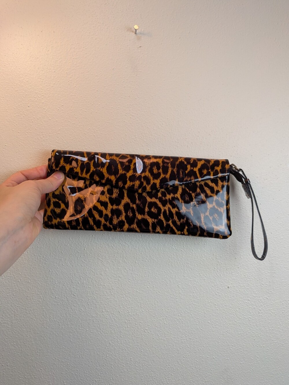 Leopard Print Clutch Handbag Shiny Finish J. Crew
